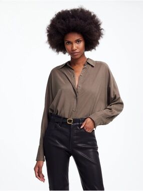 Madewell Relaxed Dolman Button Up Shirt in Cargo Green Size XS